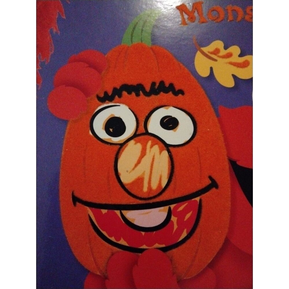 Elmos Monster Mash Sesame Street Board Book Fuzzy Flocked Pumpkins Touch Feel - Picture 9 of 9